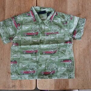 FADED GLORY green print S/S button front shirt sz 18 mos. boys